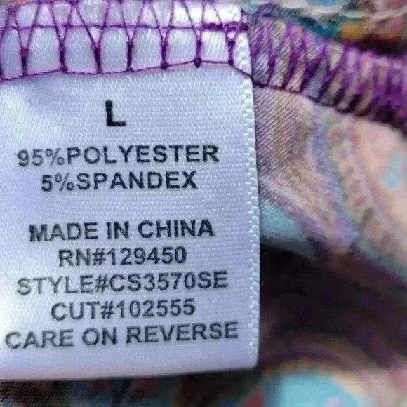 Brina & em Women's Short Sleeve Large Boho Clear Sequin Paisley Print Relaxed - Picture 4 of 9